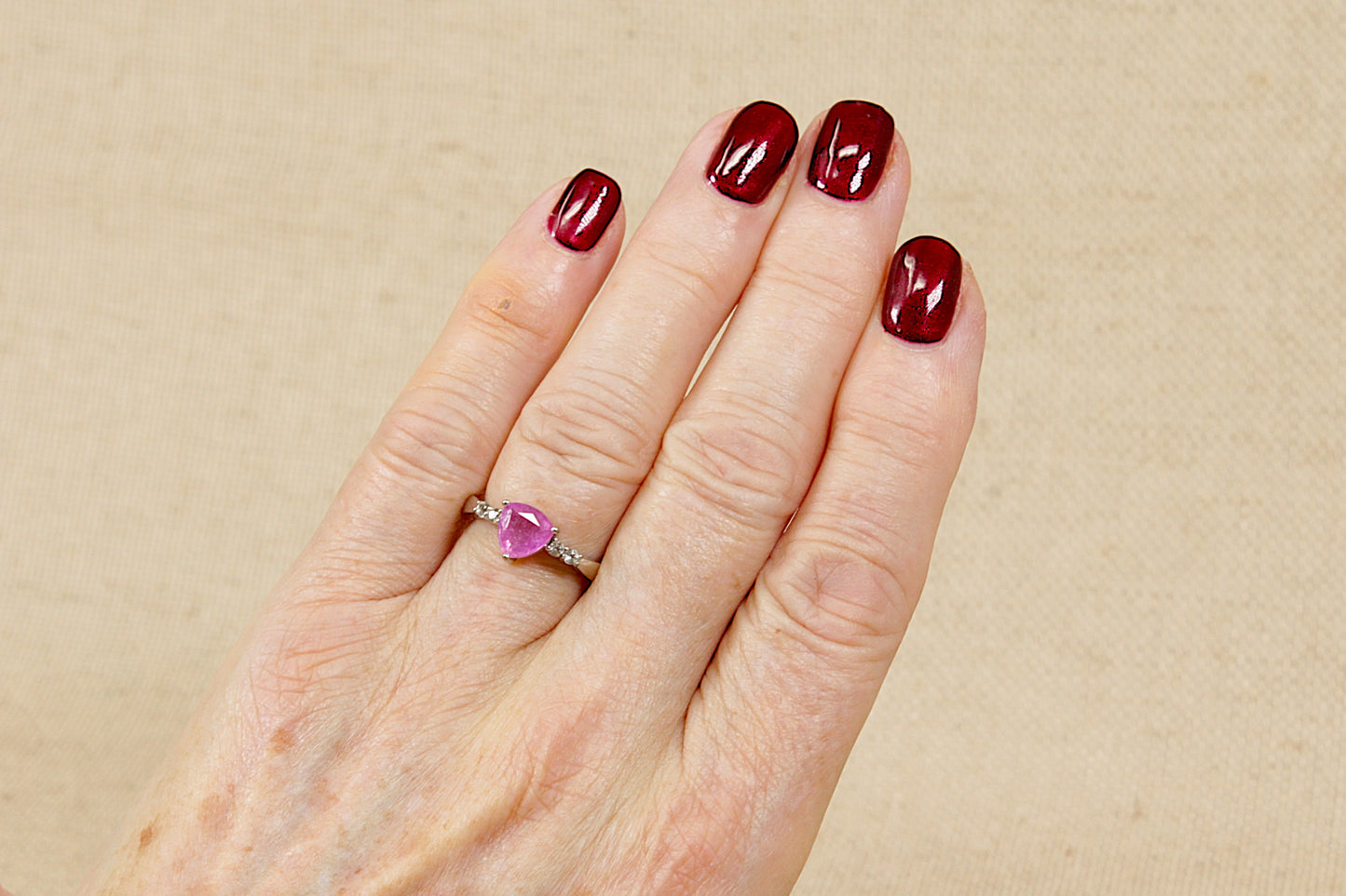 Silver Pink Sapphire Solitaire Ring