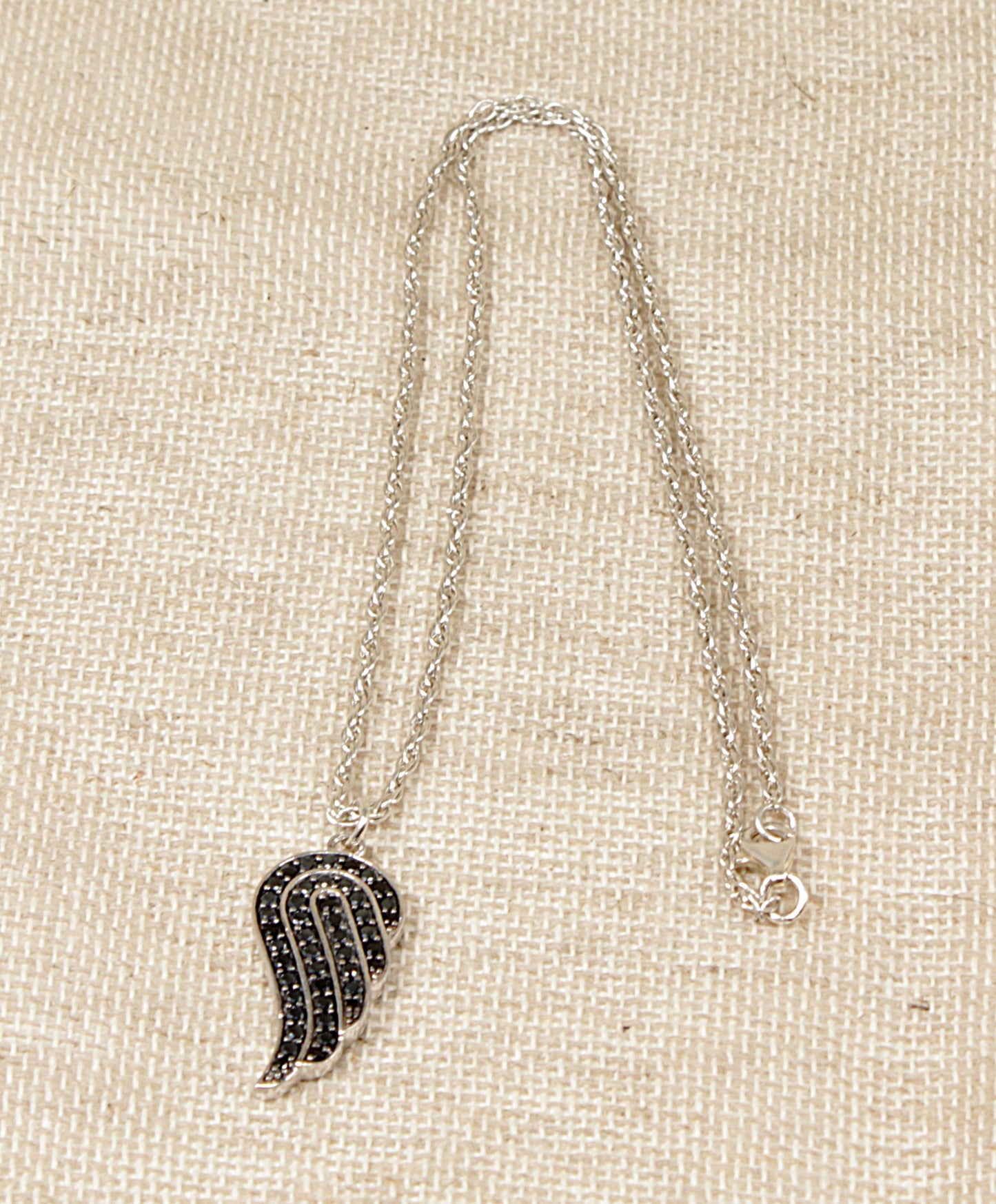 Silver Crystal Angels Wing Pendant and Chain Necklace