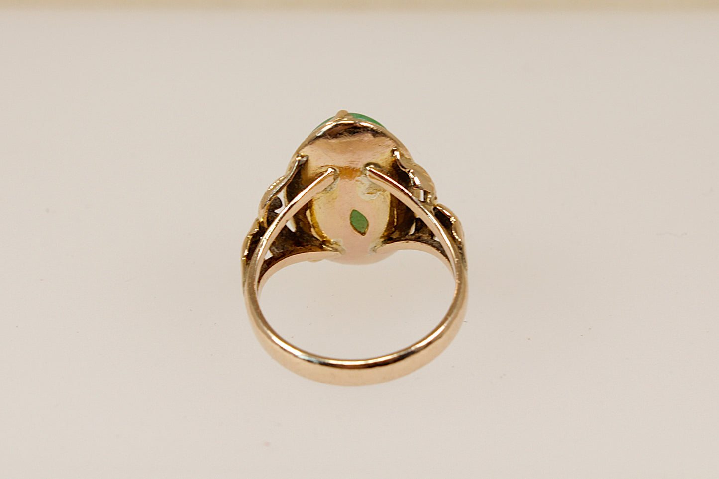 Vintage 14ct Jade Solitaire Gold Ring