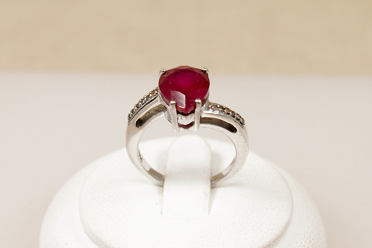 Silver Ruby Solitaire Ring