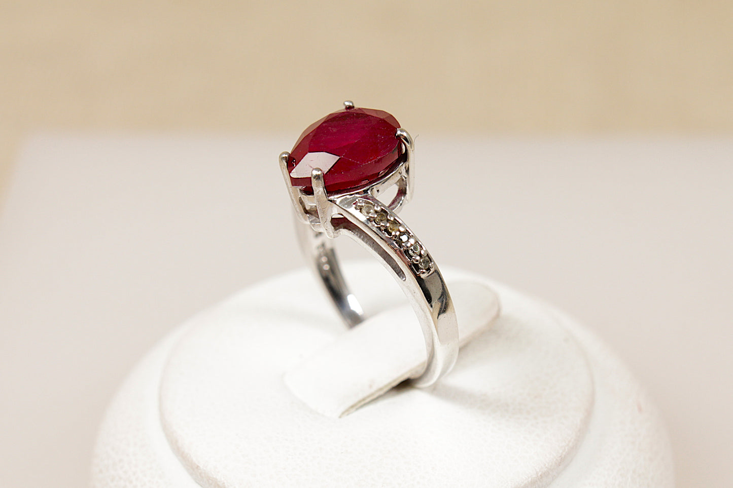 Silver Ruby Solitaire Ring