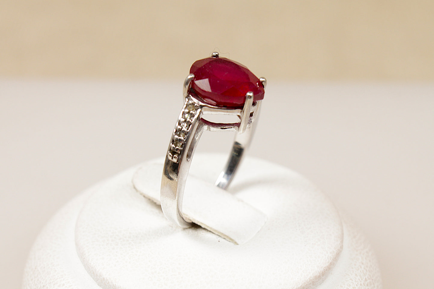 Silver Ruby Solitaire Ring