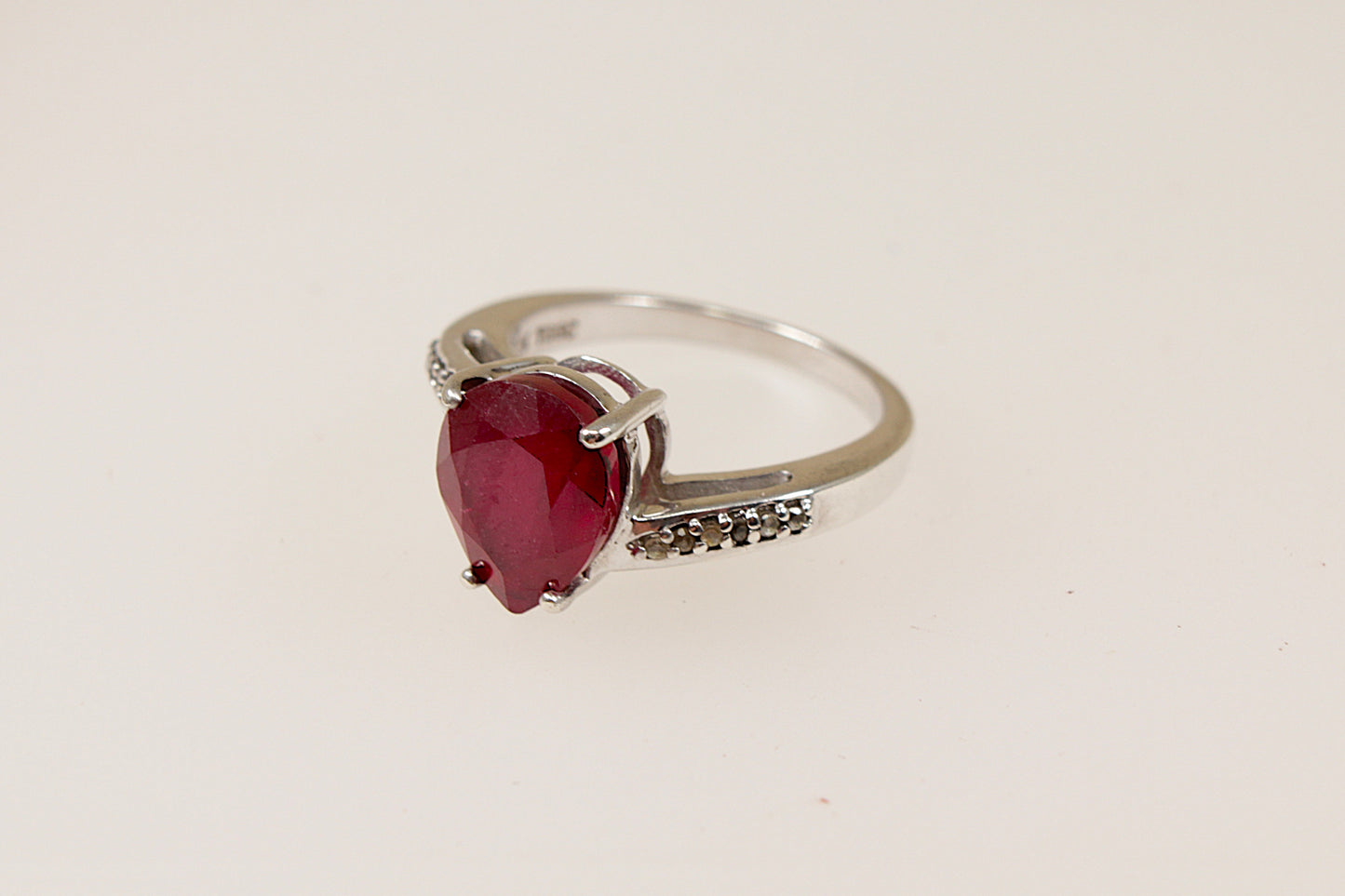Silver Ruby Solitaire Ring