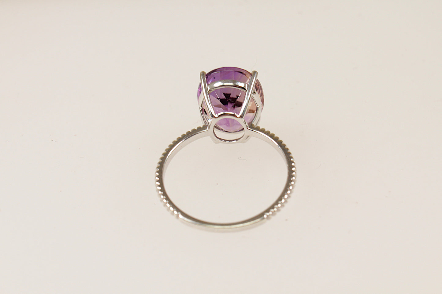 9ct White Gold Amethyst Solitaire Ring