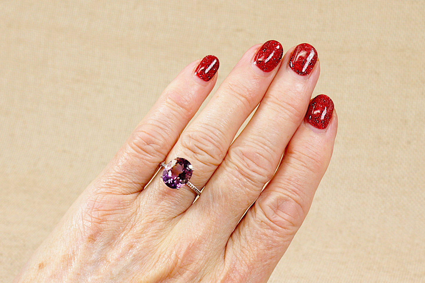 9ct White Gold Amethyst Solitaire Ring