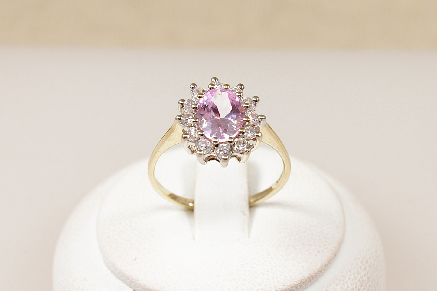 9ct Pink Sapphire Halo Ring