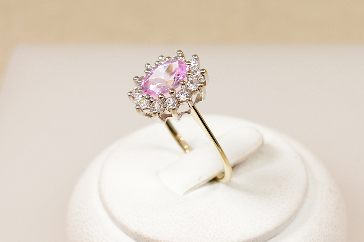 9ct Pink Sapphire Halo Ring