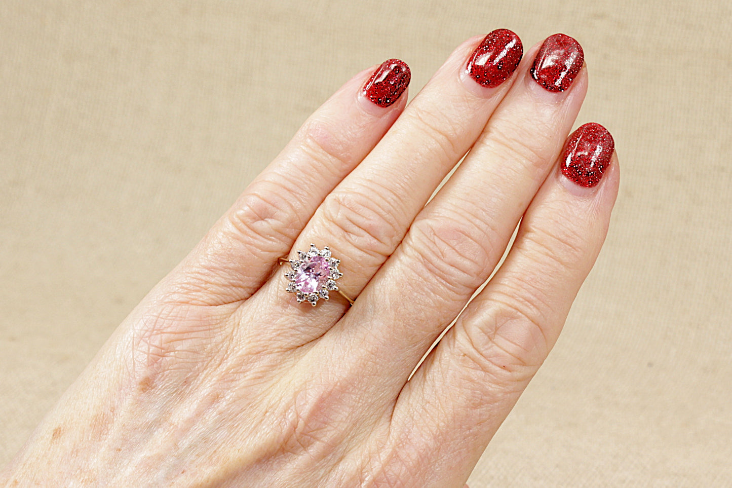 9ct Pink Sapphire Halo Ring