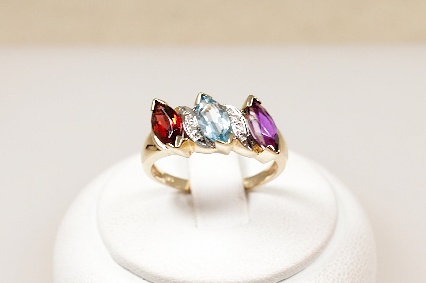 9ct Multi-Gemstone Trilogy Ring