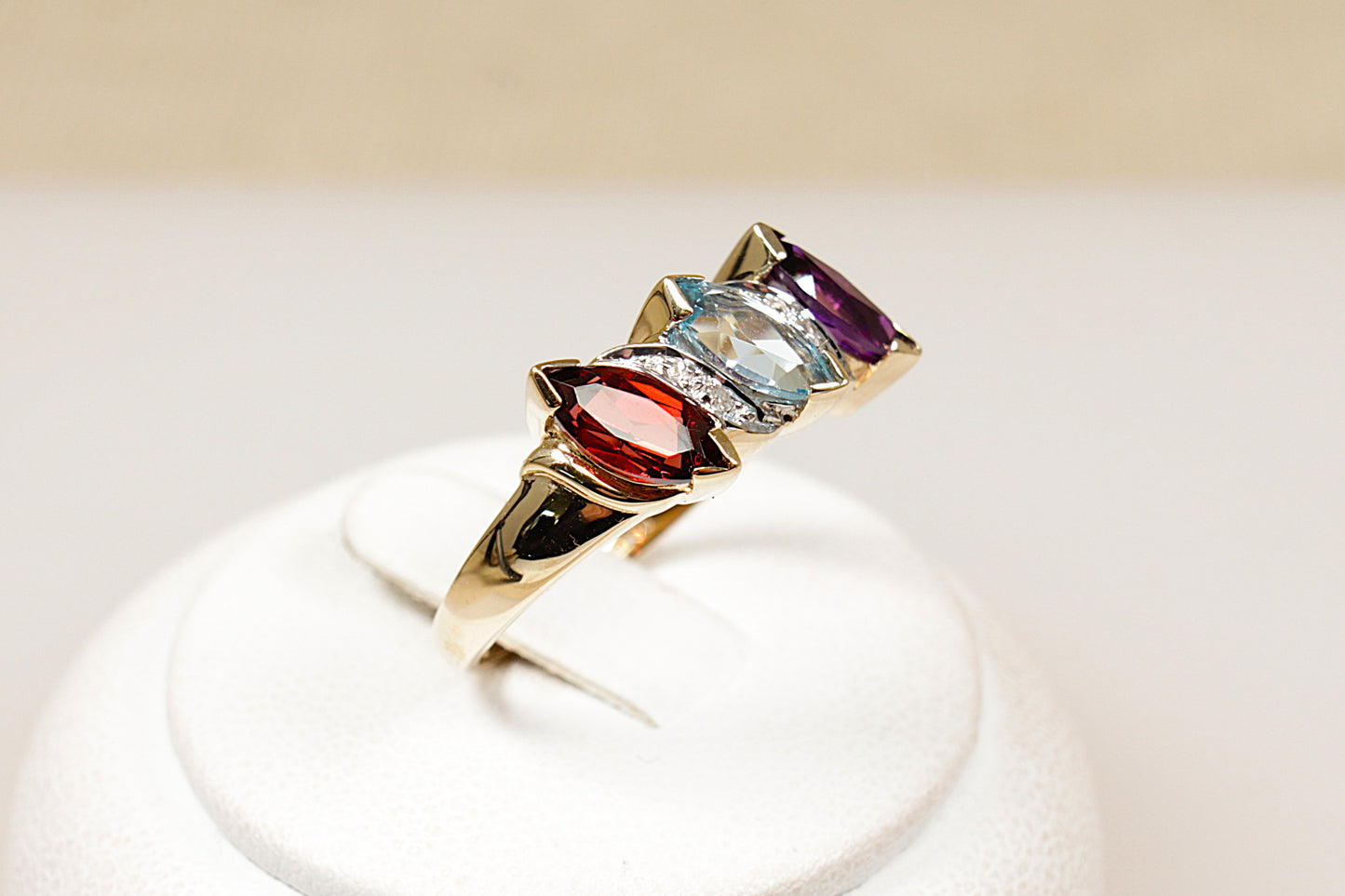 9ct Multi-Gemstone Trilogy Ring