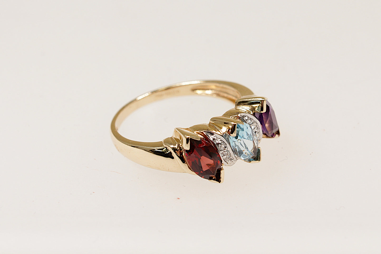 9ct Multi-Gemstone Trilogy Ring