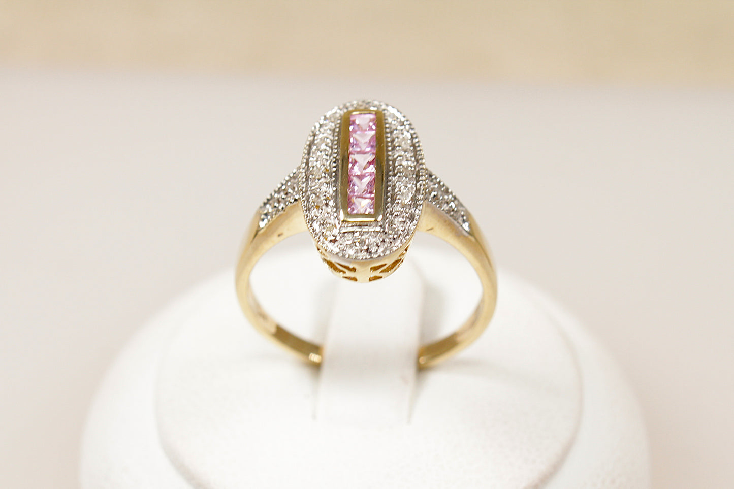 9ct Pink Sapphire and Diamond Ring