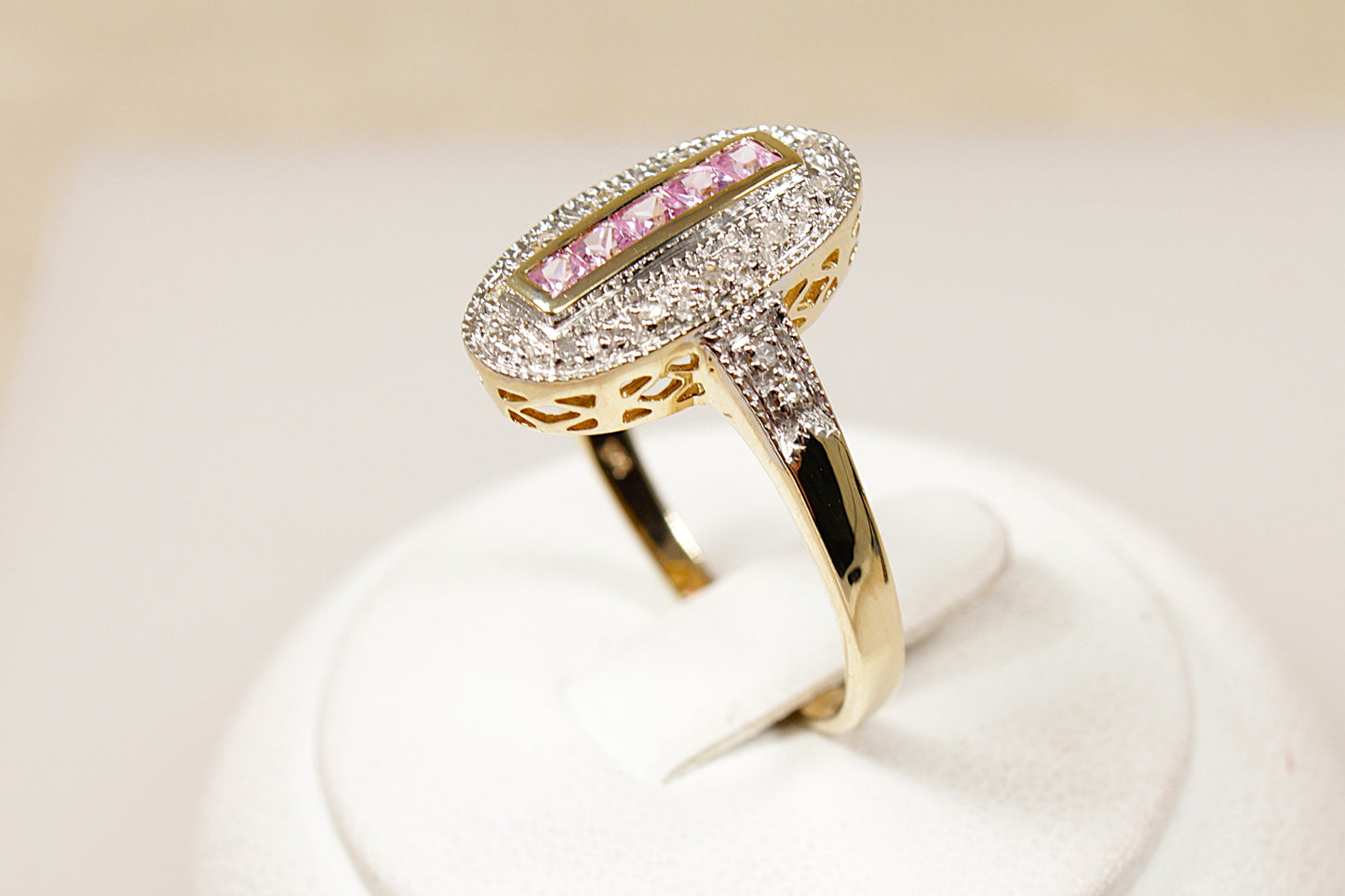 9ct Pink Sapphire and Diamond Ring