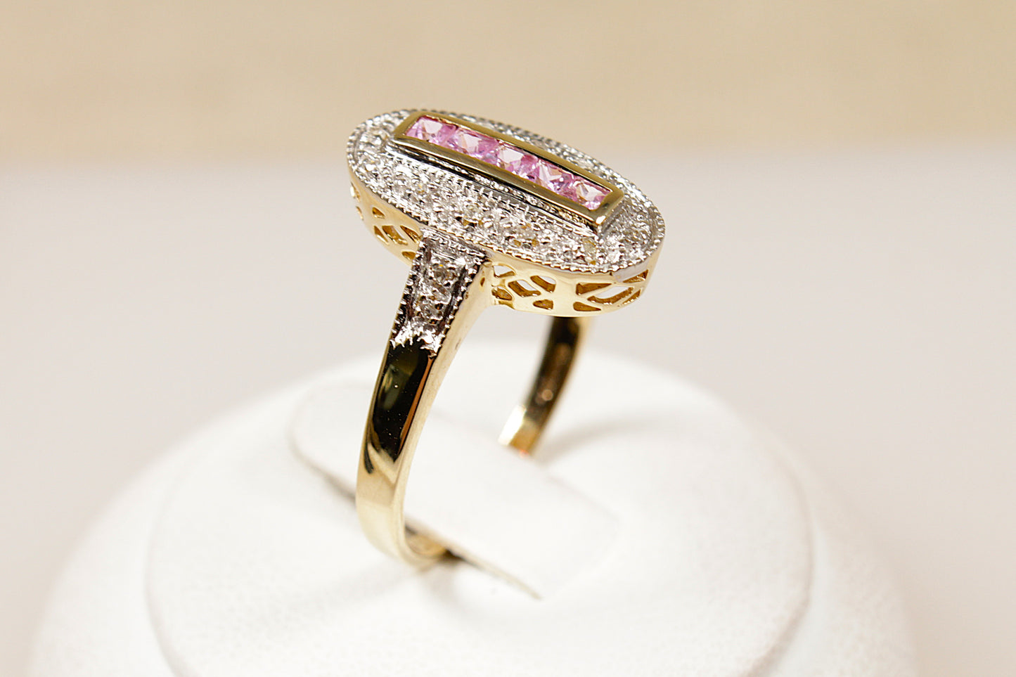 9ct Pink Sapphire and Diamond Ring
