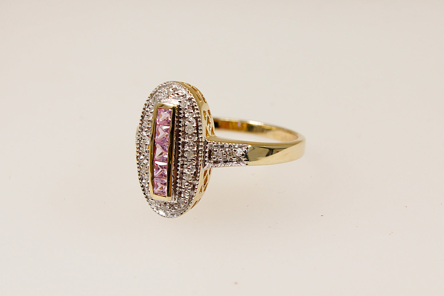 9ct Pink Sapphire and Diamond Ring