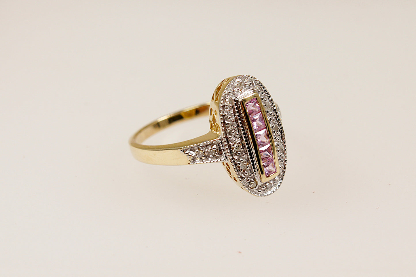 9ct Pink Sapphire and Diamond Ring