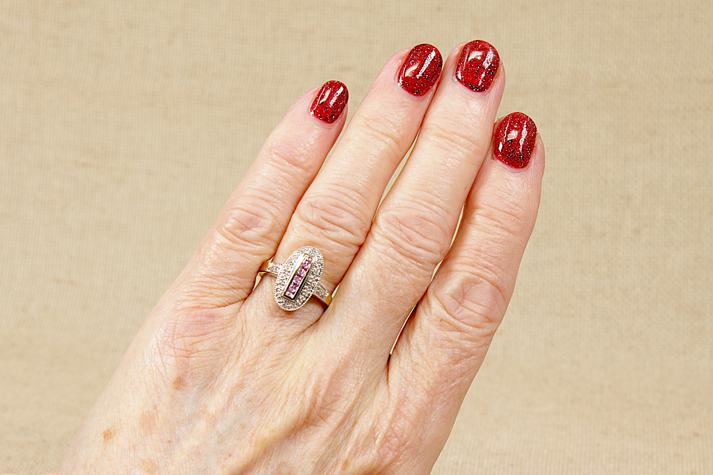 9ct Pink Sapphire and Diamond Ring