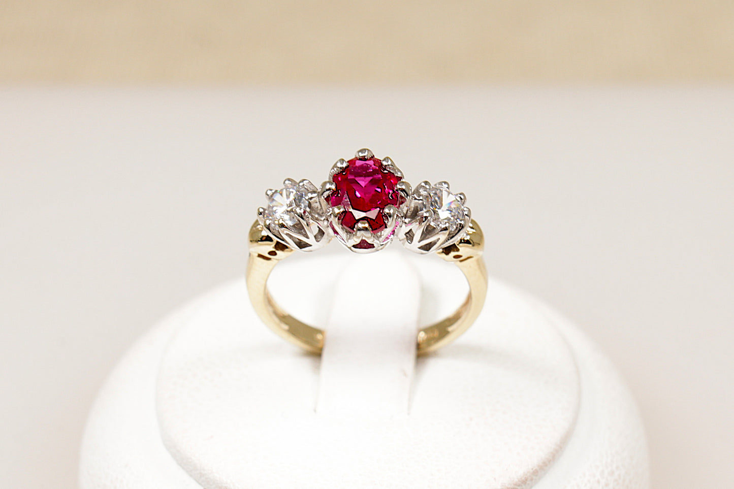 9ct Ruby and Crystal Trilogy Ring