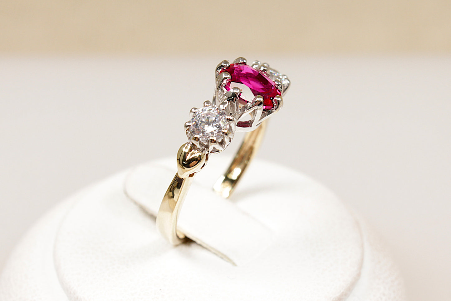 9ct Ruby and Crystal Trilogy Ring