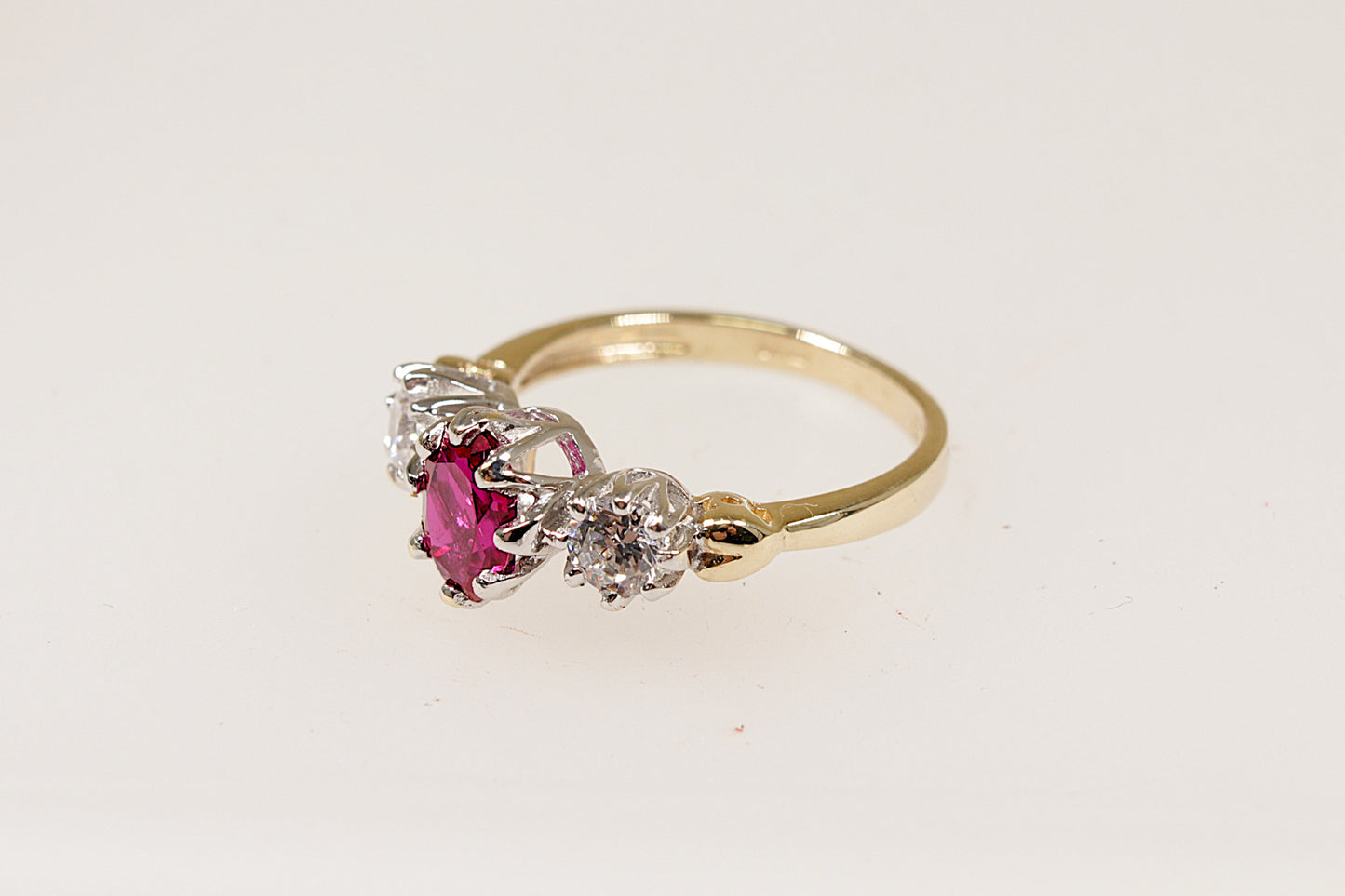9ct Ruby and Crystal Trilogy Ring
