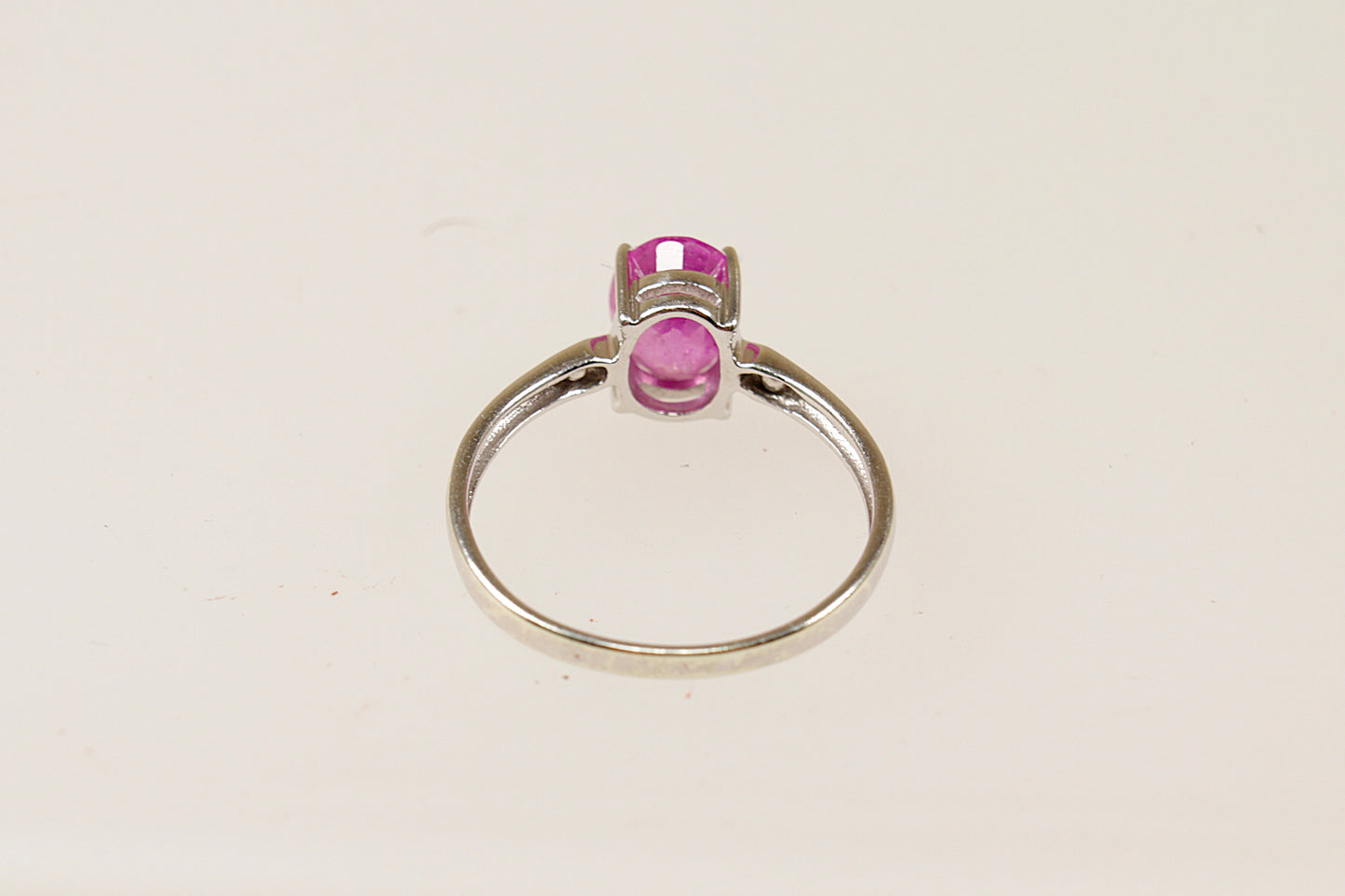 9ct White Gold Pink Sapphire Solitaire Ring