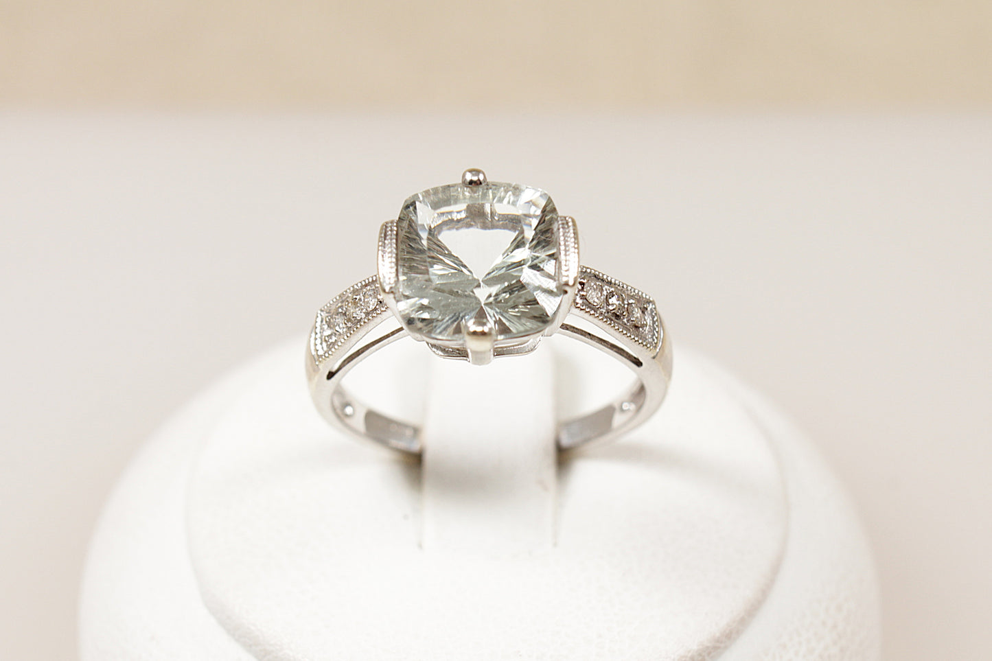 9ct White Gold Citrine and Diamond Ring