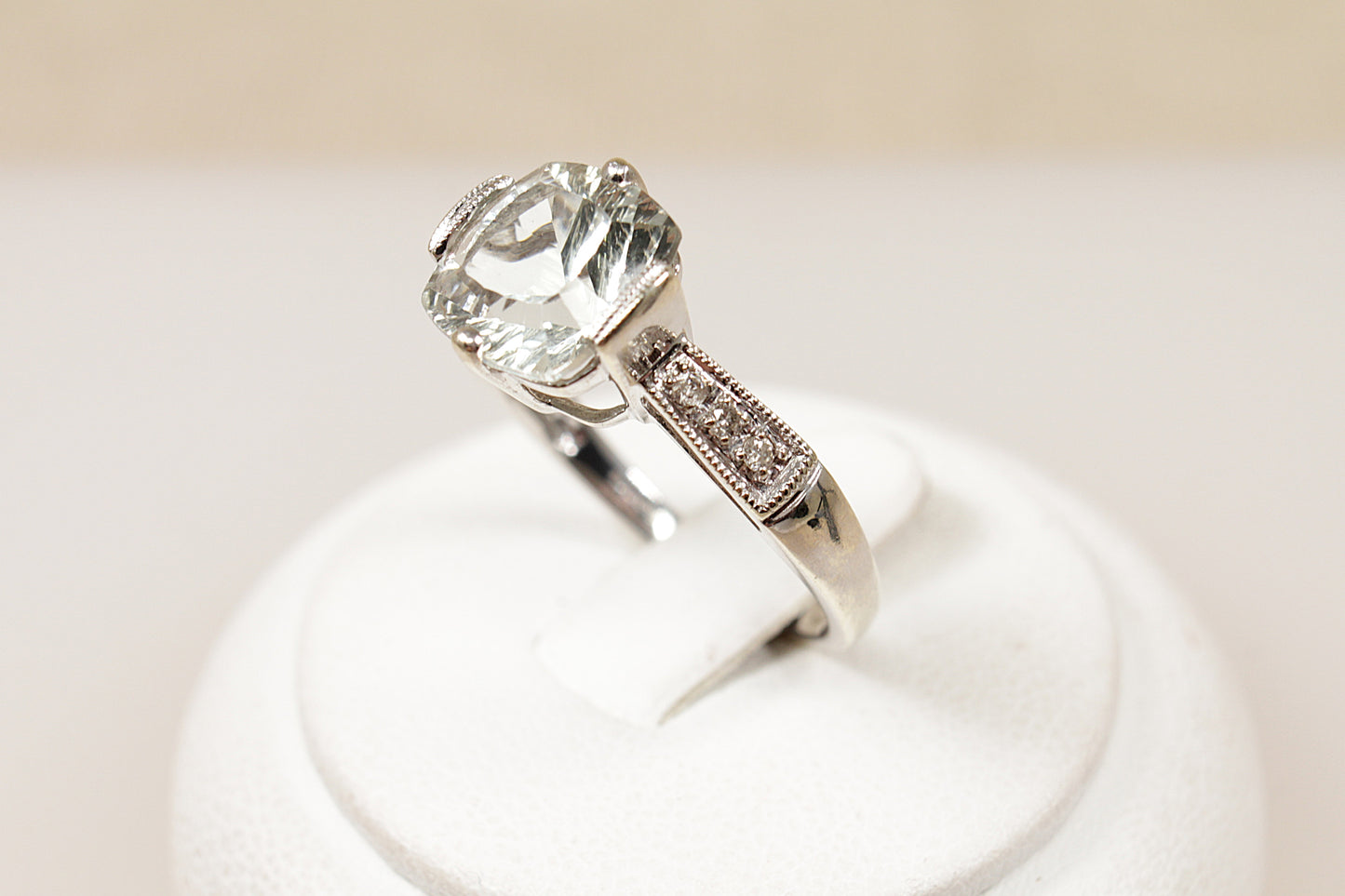 9ct White Gold Citrine and Diamond Ring
