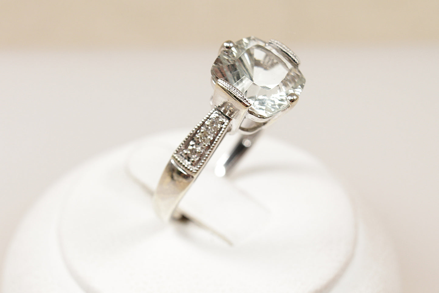 9ct White Gold Citrine and Diamond Ring