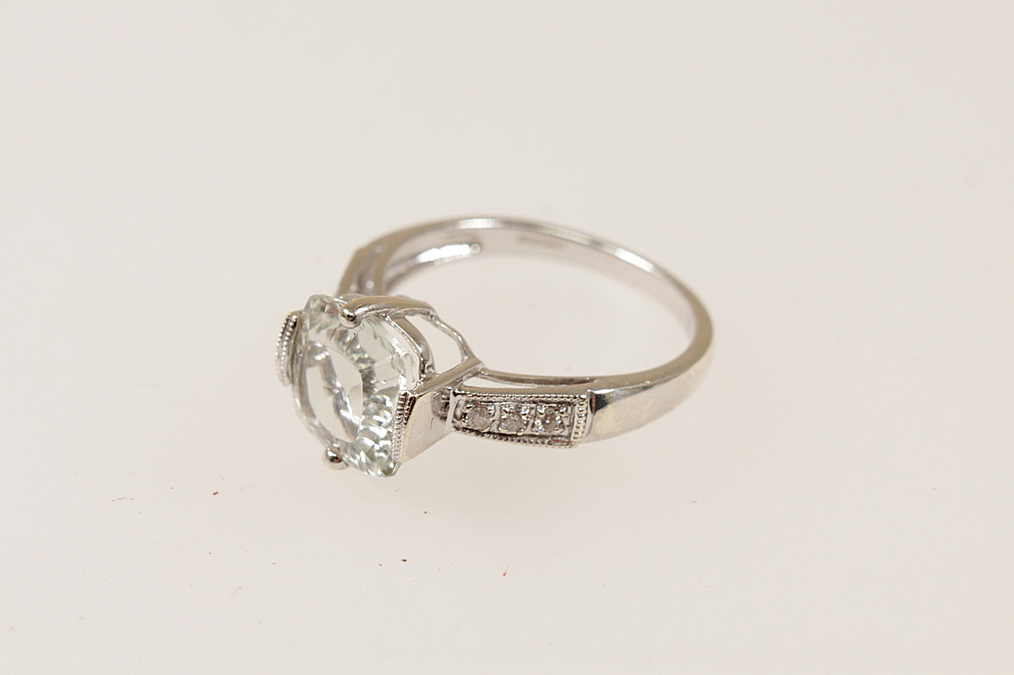 9ct White Gold Citrine and Diamond Ring