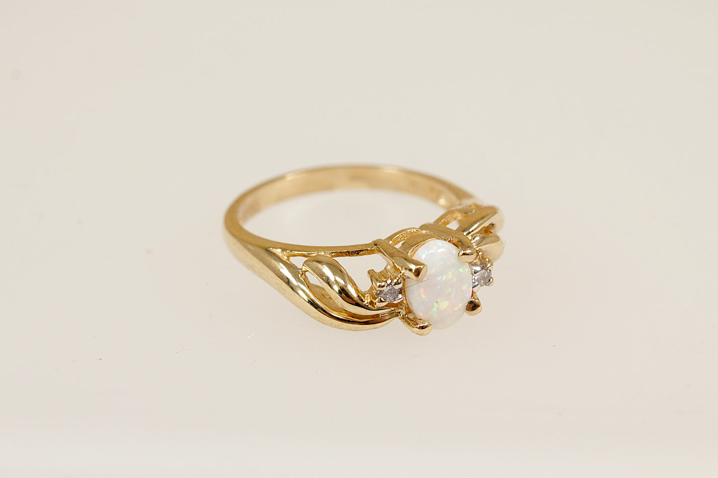 9ct Gold Fire Opal & Diamond Ring