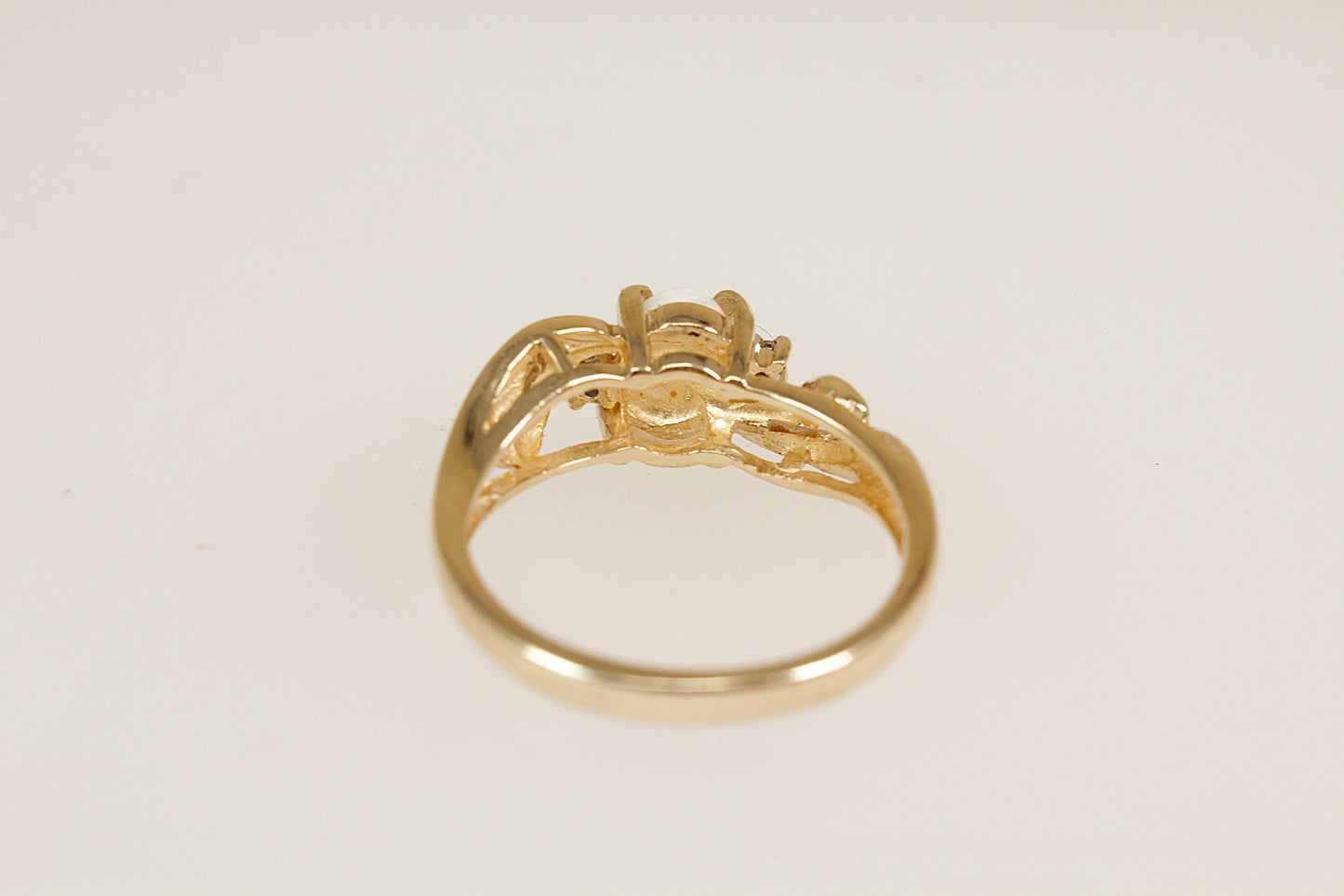 9ct Gold Fire Opal & Diamond Ring