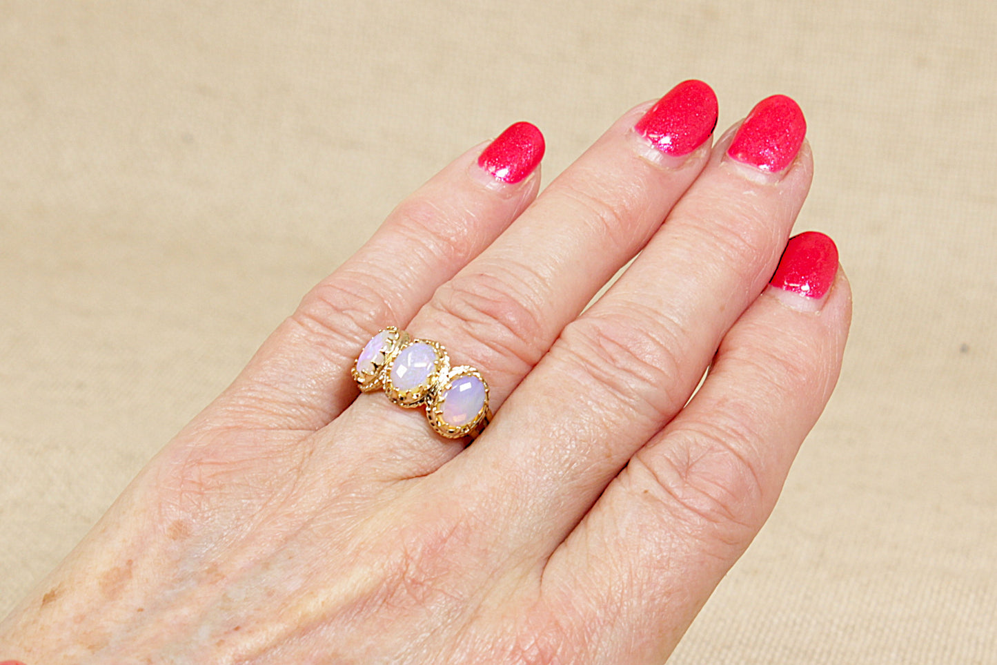 9ct Gold Opal Trilogy Ring