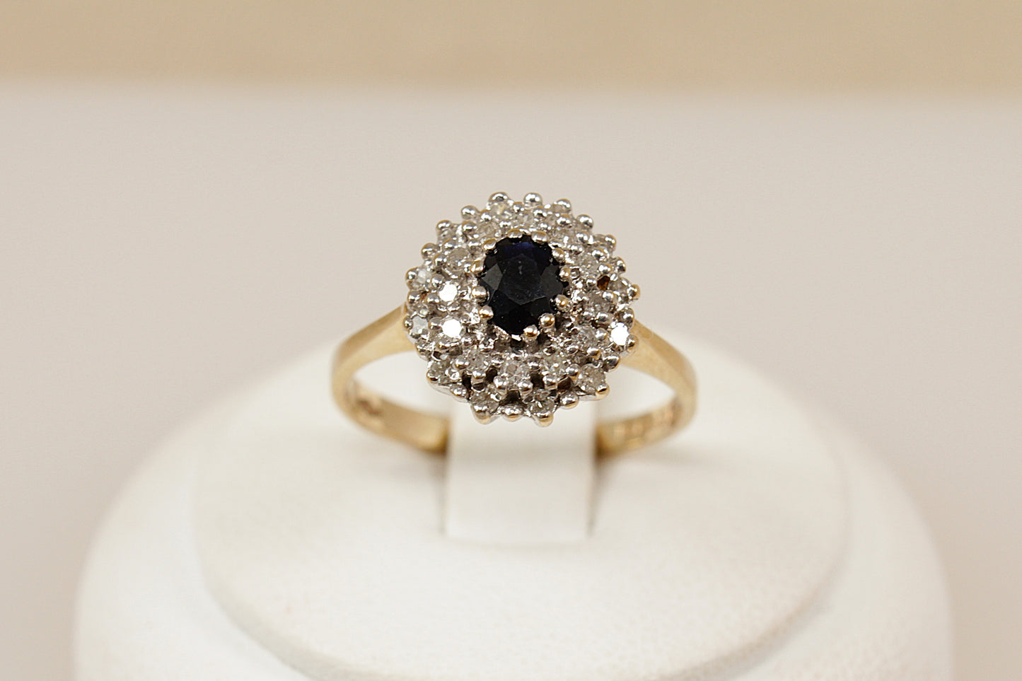 Vintage Gold Sapphire and Diamond Cluster Ring