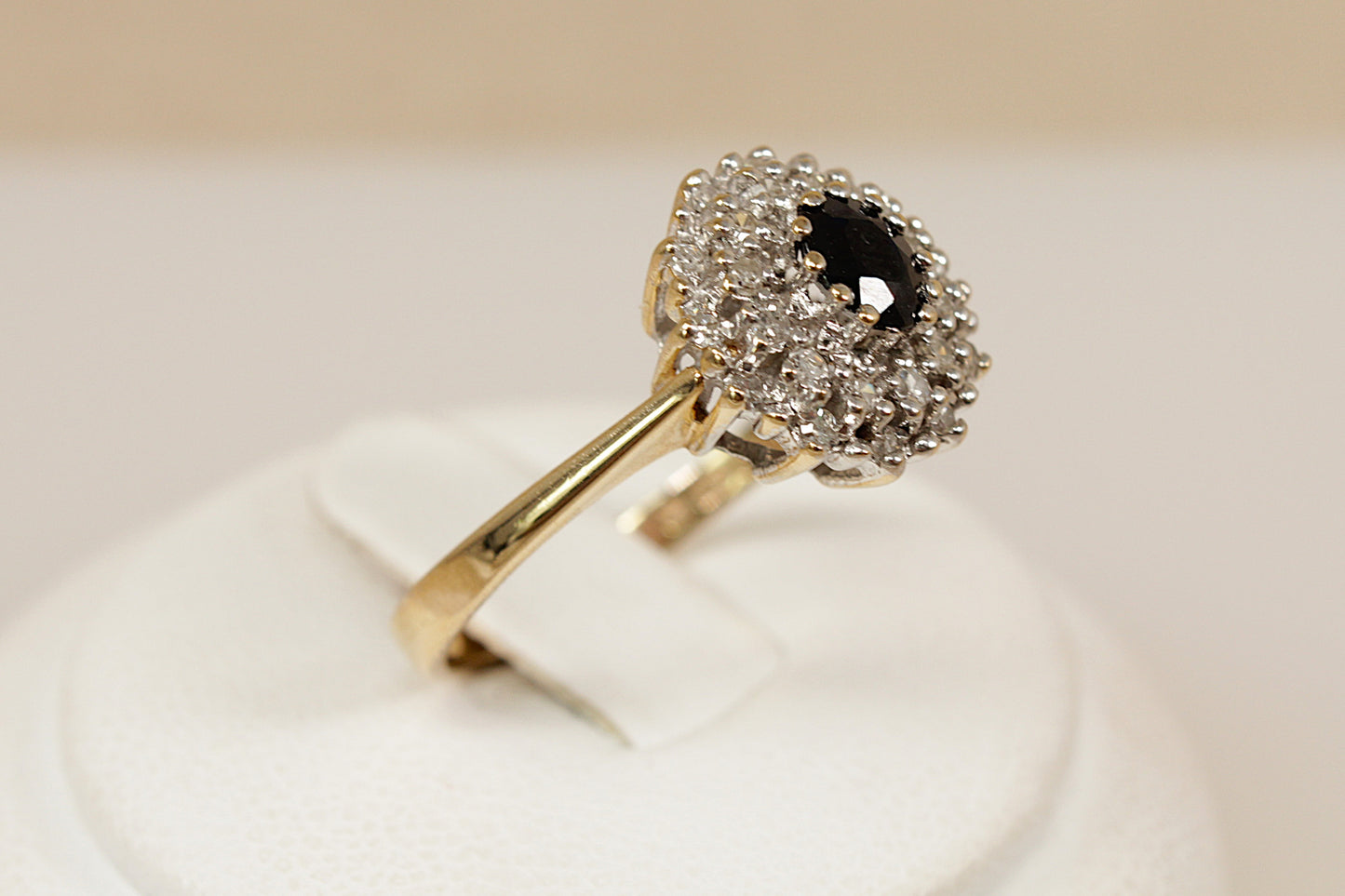 Vintage Gold Sapphire and Diamond Cluster Ring