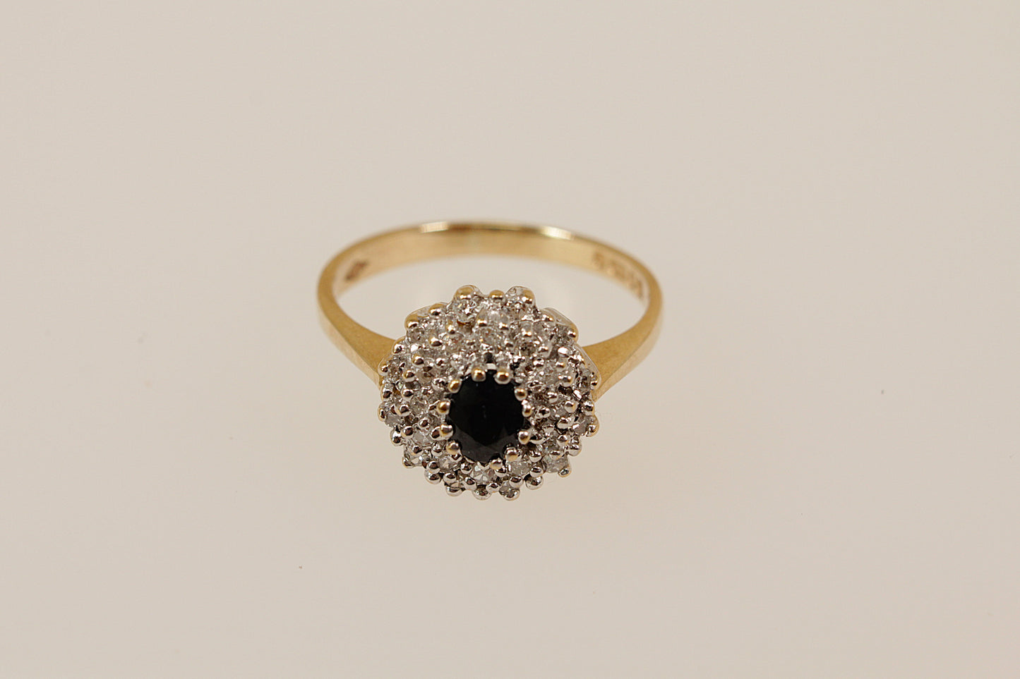 Vintage Gold Sapphire and Diamond Cluster Ring