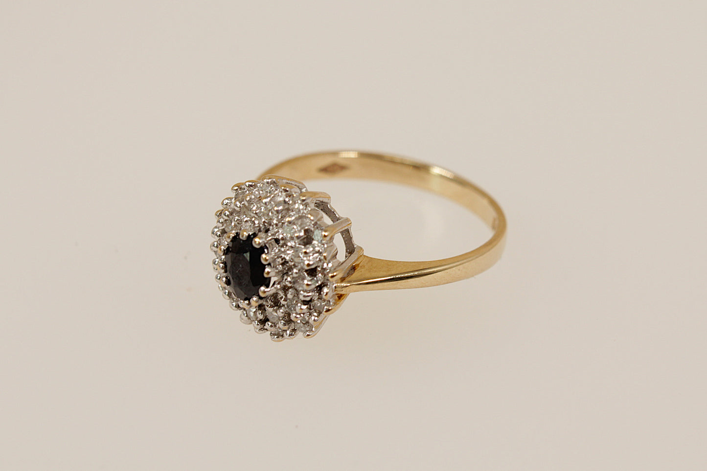 Vintage Gold Sapphire and Diamond Cluster Ring