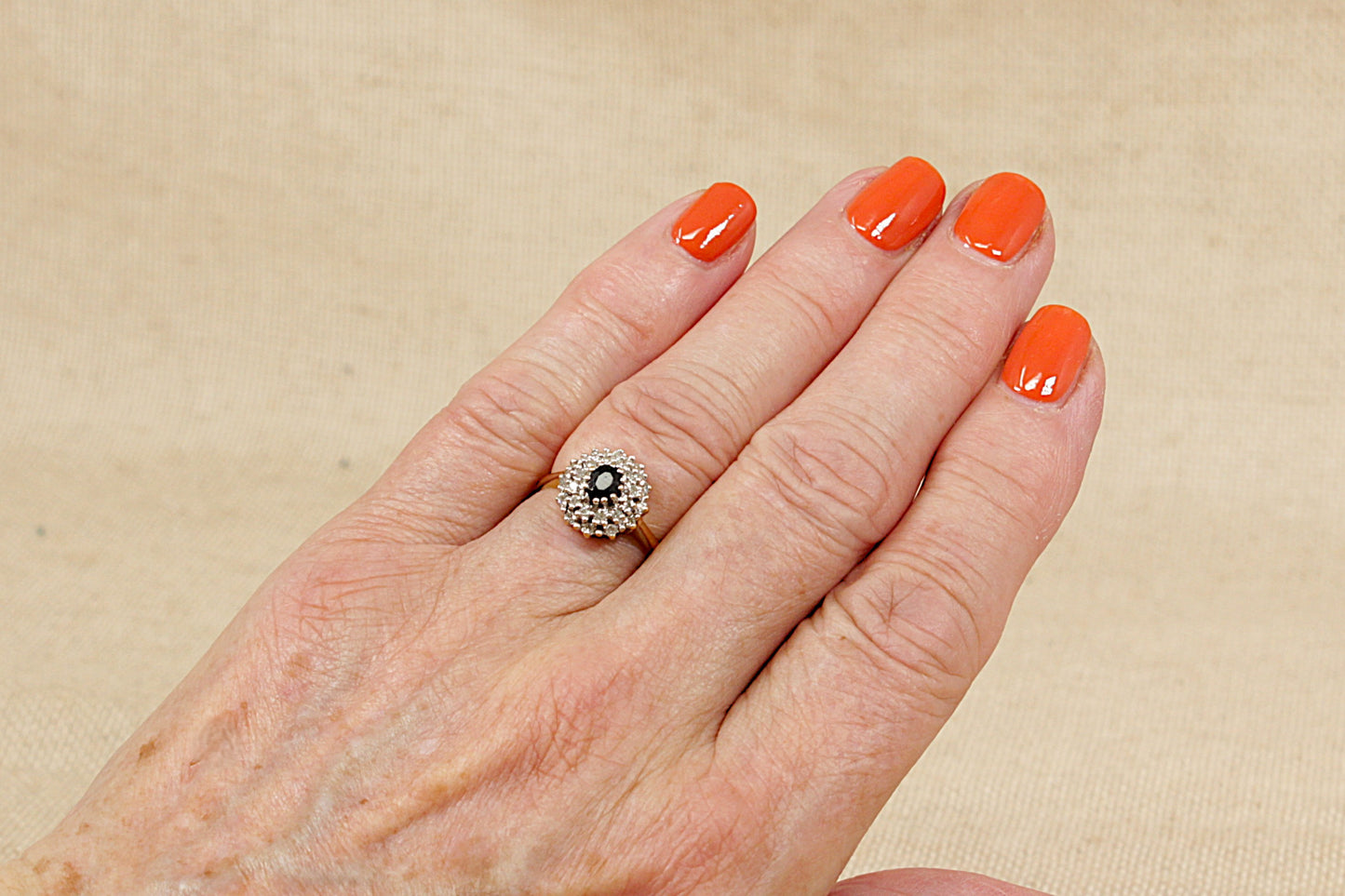 Vintage Gold Sapphire and Diamond Cluster Ring