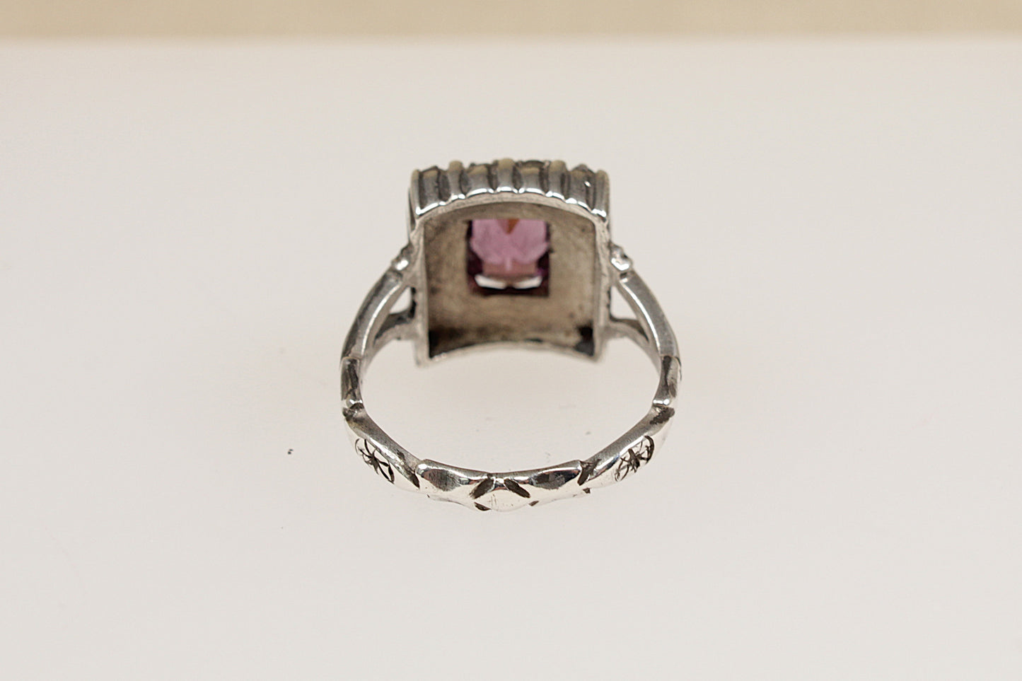 Art Deco Silver Amethyst and Marcasite Ring