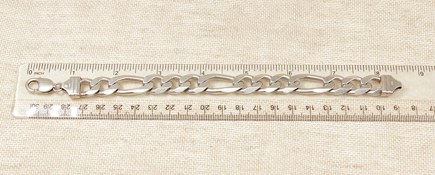 Silver Italian Heavy Figaro Link Bracelet