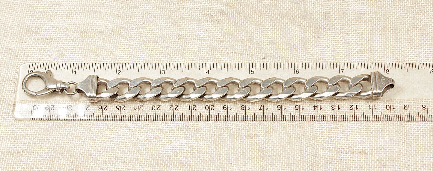 Silver Heavy Curb Link Bracelet - 8"