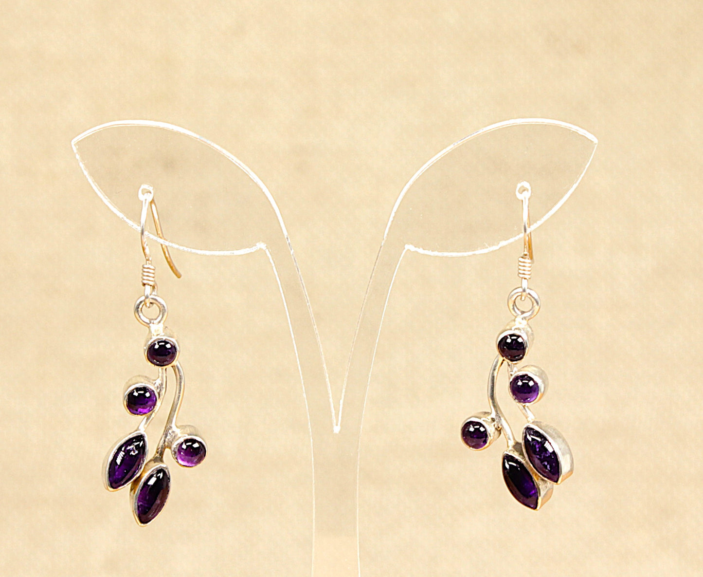 Silver Amethyst Drop Earrings