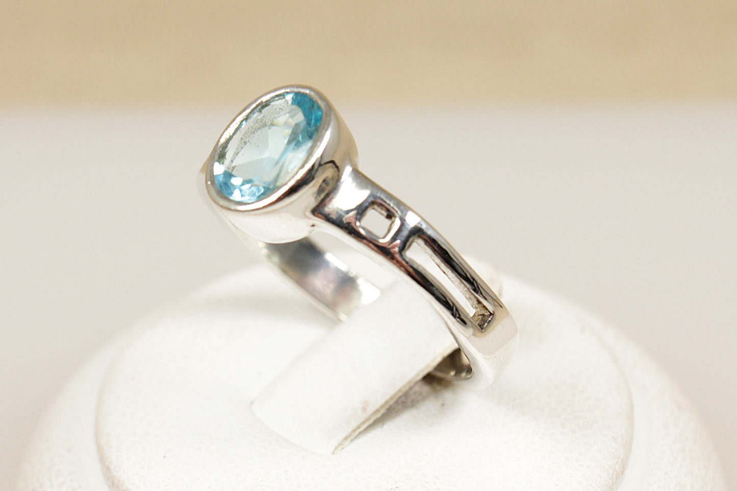 Silver Blue Crystal Solitaire Ring