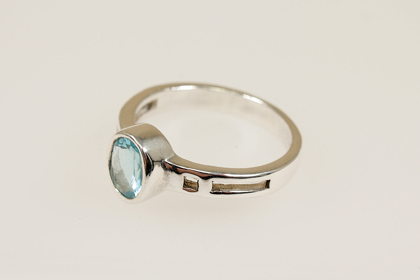 Silver Blue Crystal Solitaire Ring