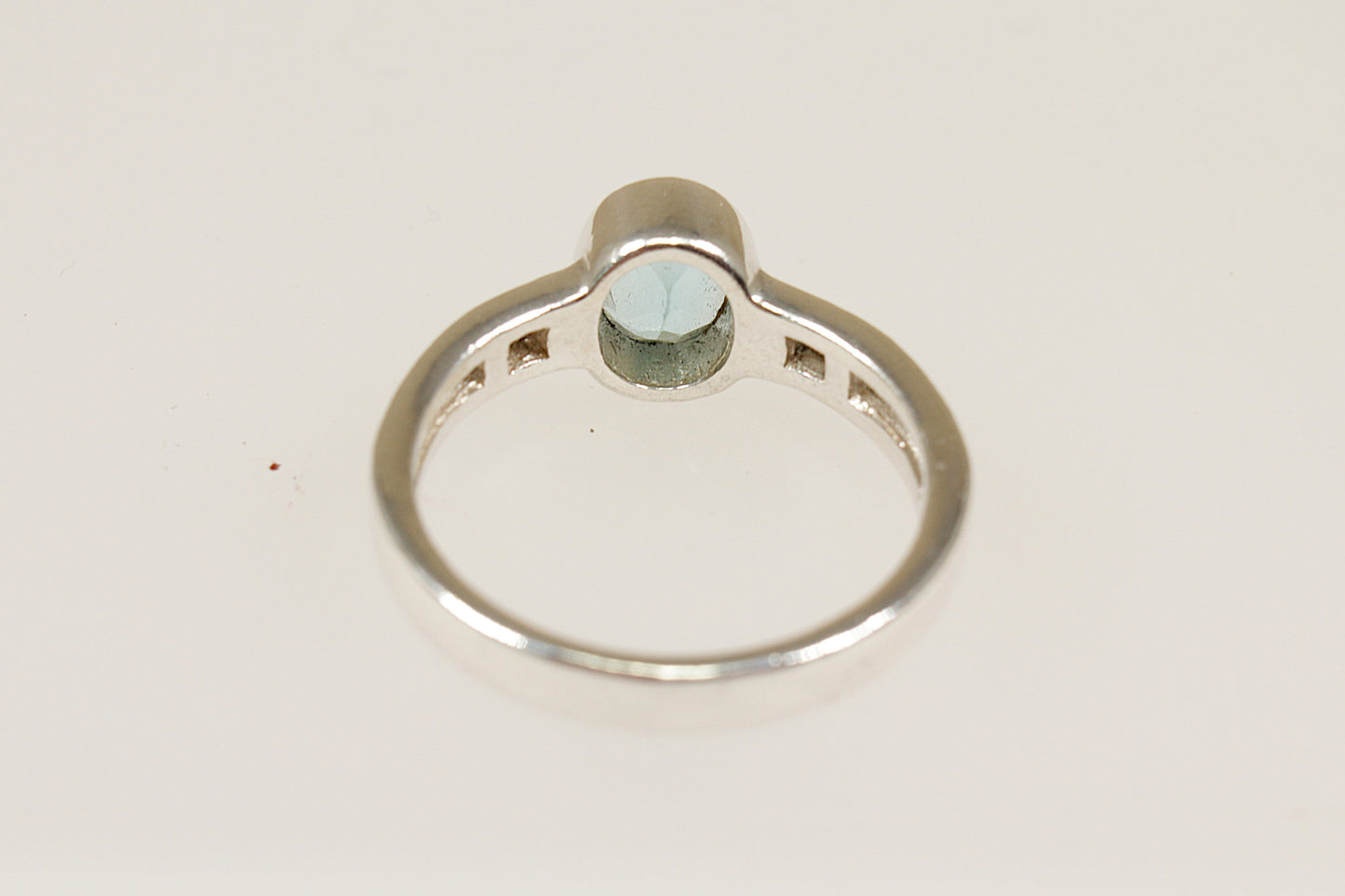Silver Blue Crystal Solitaire Ring