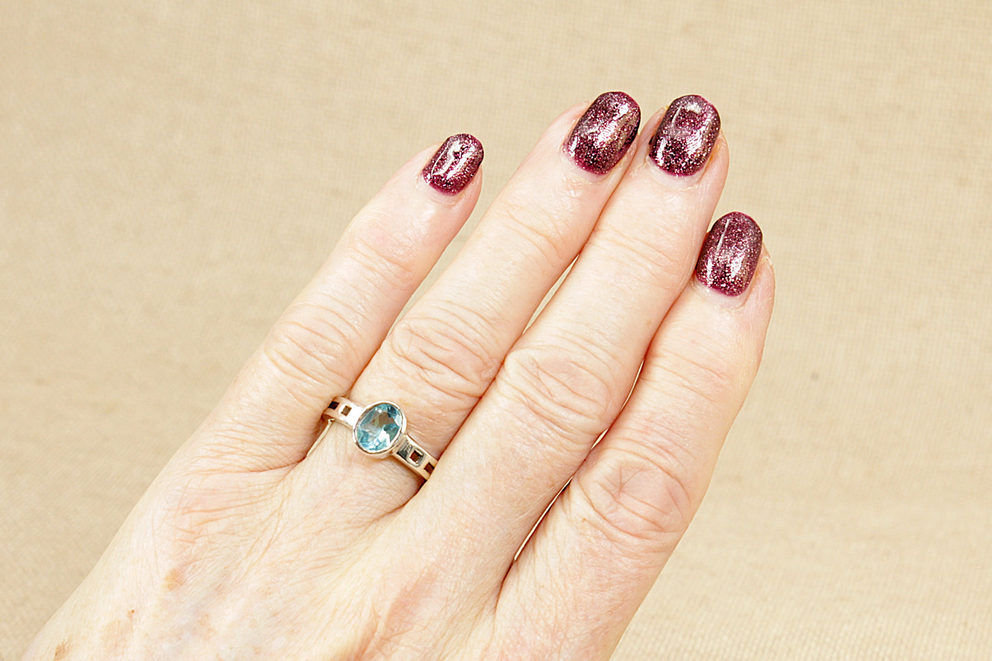 Silver Blue Crystal Solitaire Ring