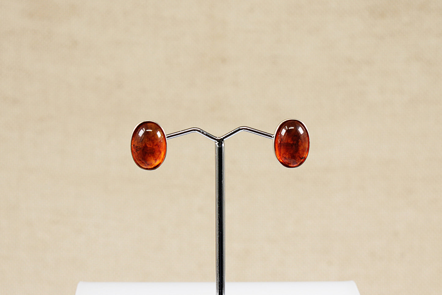 Silver Amber Stud Earrings