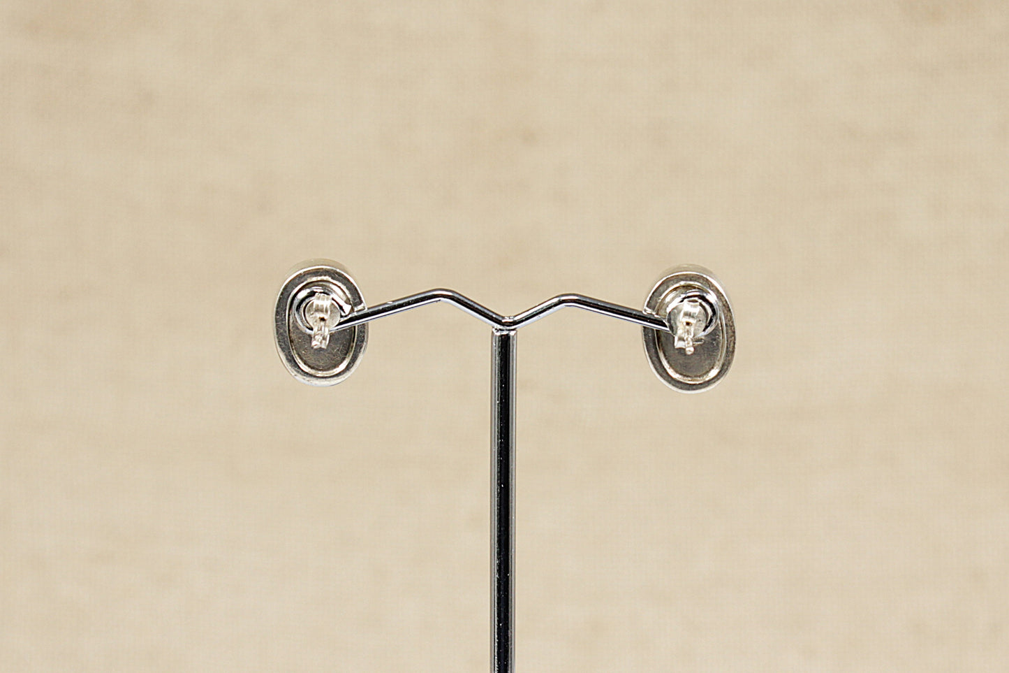 Silver Amber Stud Earrings