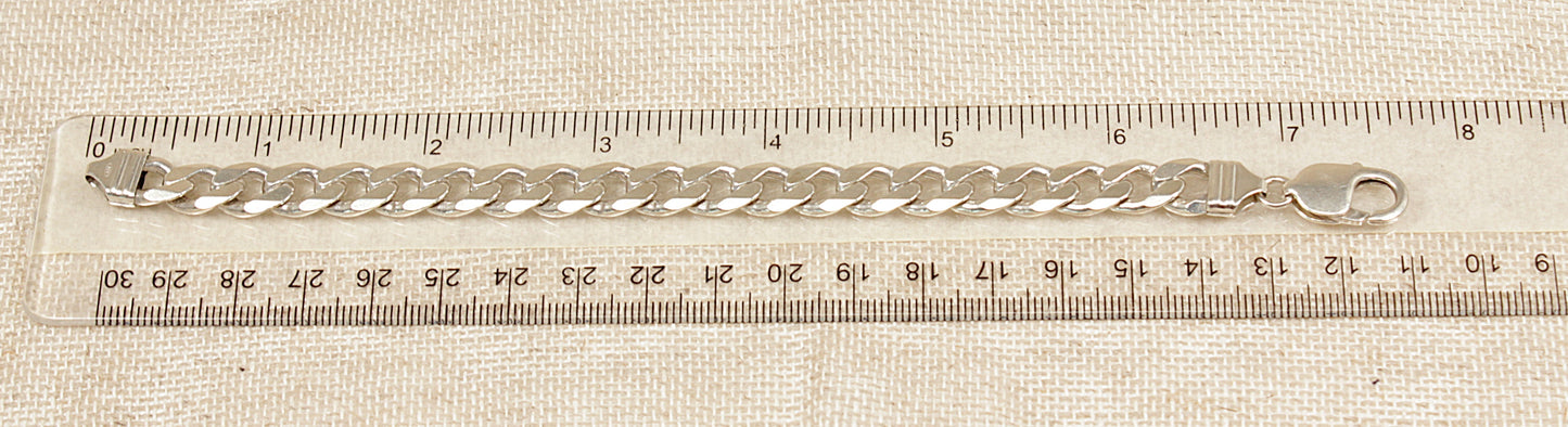 Silver Flat Curb Link Bracelet