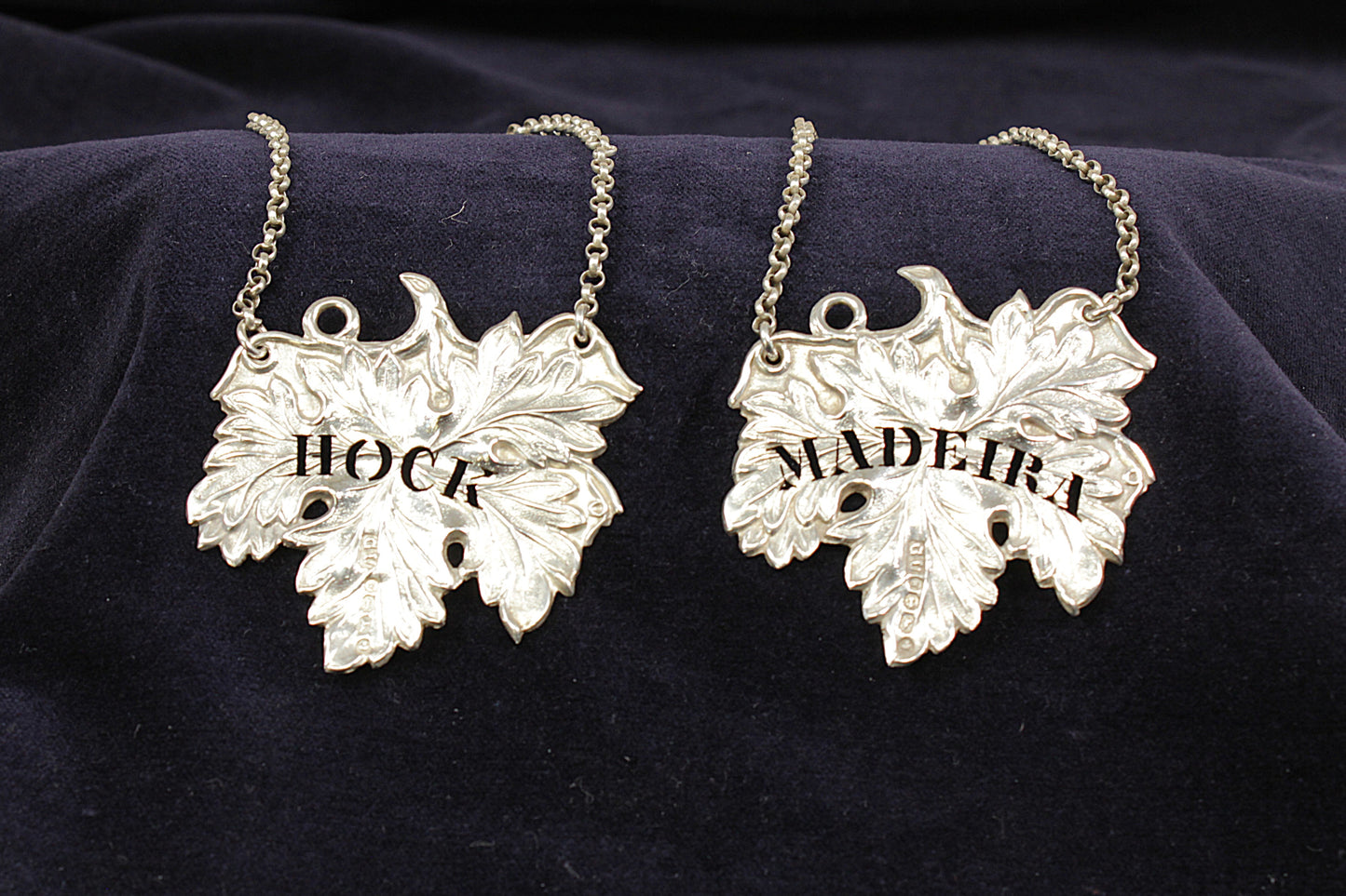 A Pair of Victorian Antique Silver Decanter / Bottle Labels
