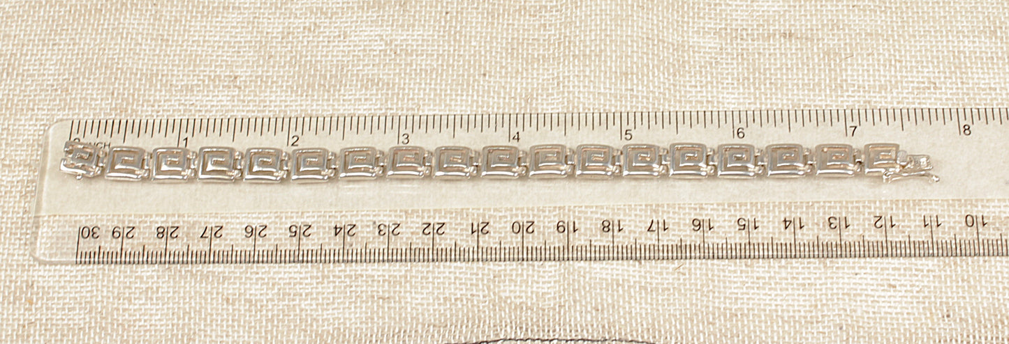 Silver Greek Key Fancy Link Bracelet